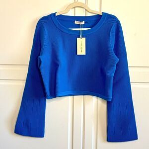 NWT Ramy Brook Anaya ribbed crewneck blue Sweater. Size L